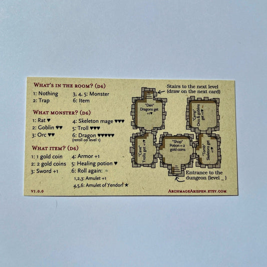 Dungeons & Business Cards – RPG on a business card (5 cards)